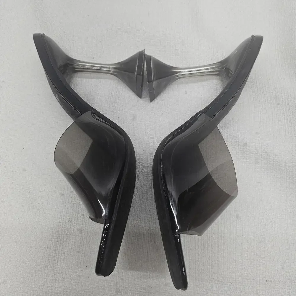 𝅺Bisou Bisou Clear Vinyl Sculptural Heel Square Toe Chic Heels Size 6.5 - Picture 5 of 9